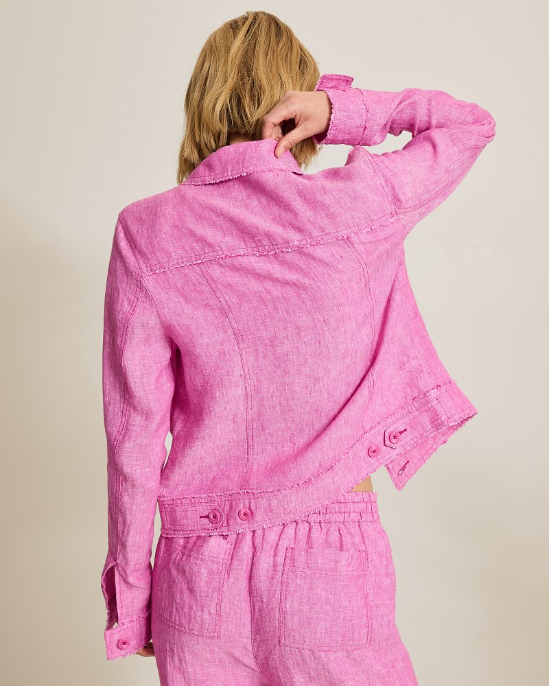 Two Palms Linen Raw-Edge Jacket