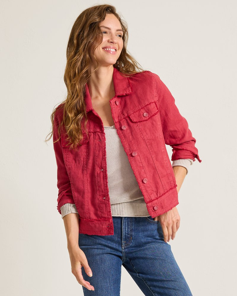 Two Palms Linen Raw-Edge Jacket