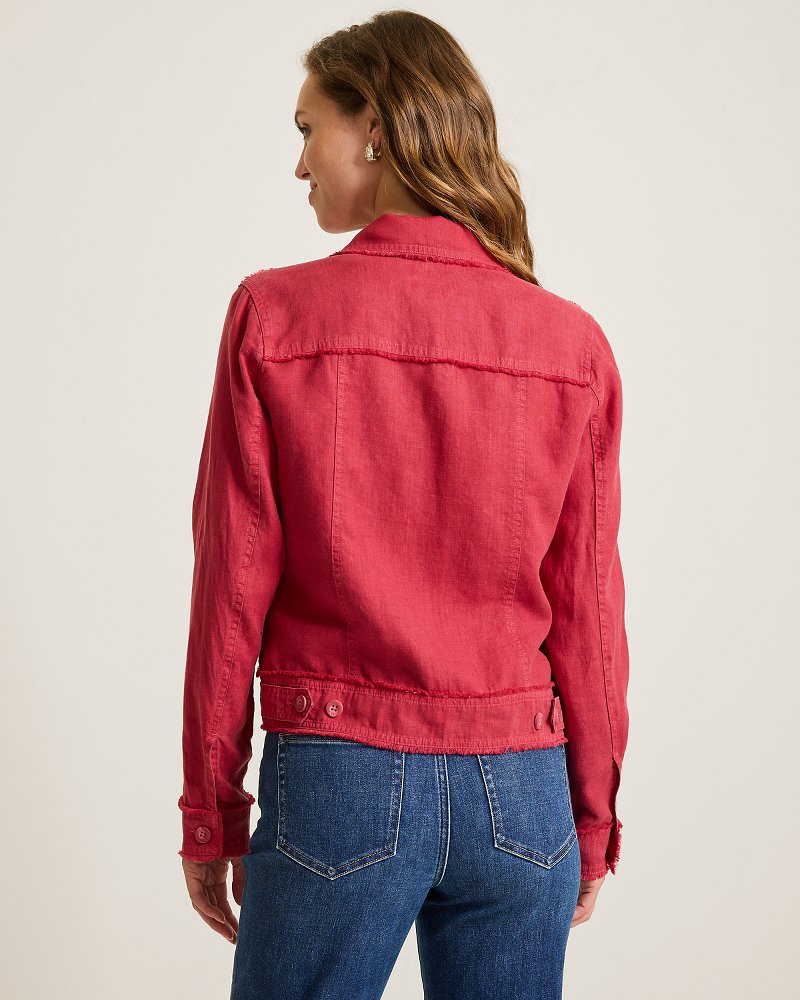 Two Palms Linen Raw-Edge Jacket