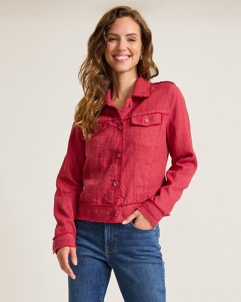 Two Palms Linen Raw-Edge Jacket