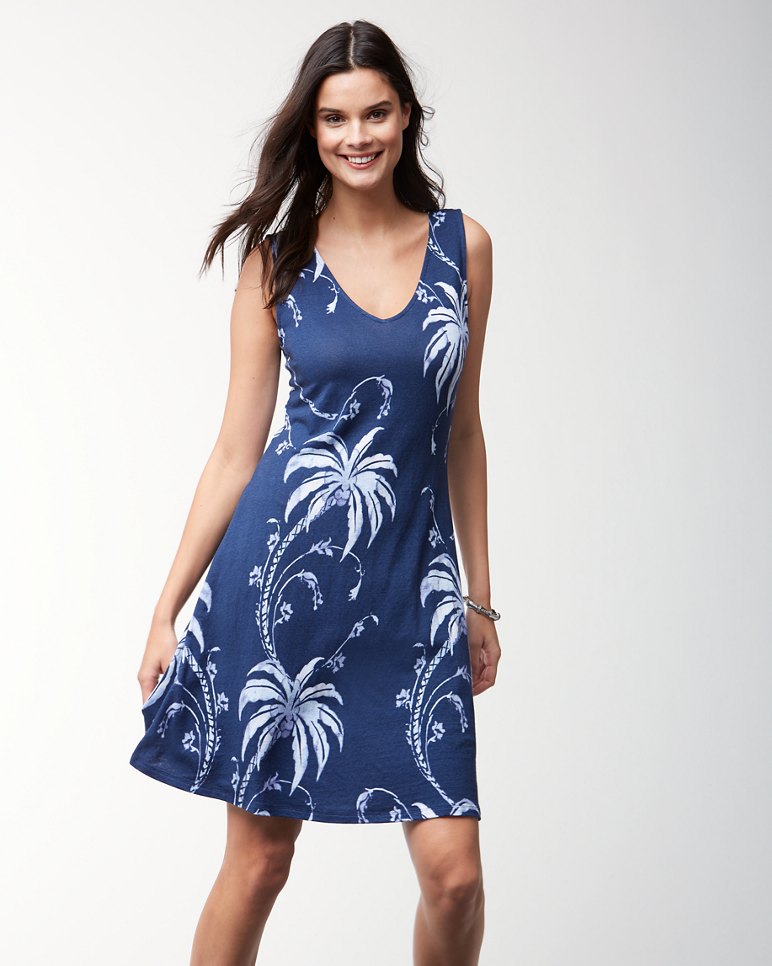 Palm Tree Tropics Sleeveless Dress