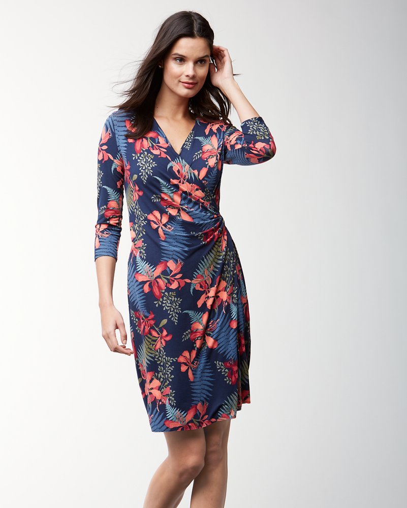 Sacred Groves Tambour Faux-Wrap Dress