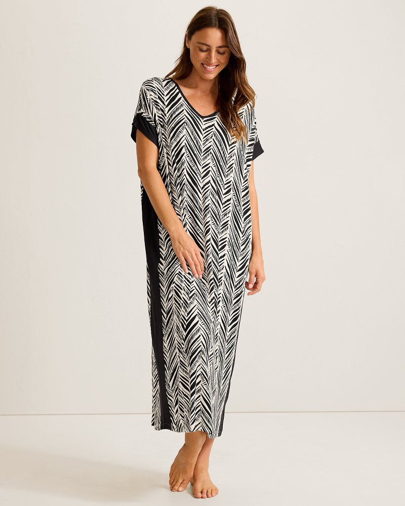 Jersey Short-Sleeve Maxi Sleep Caftan