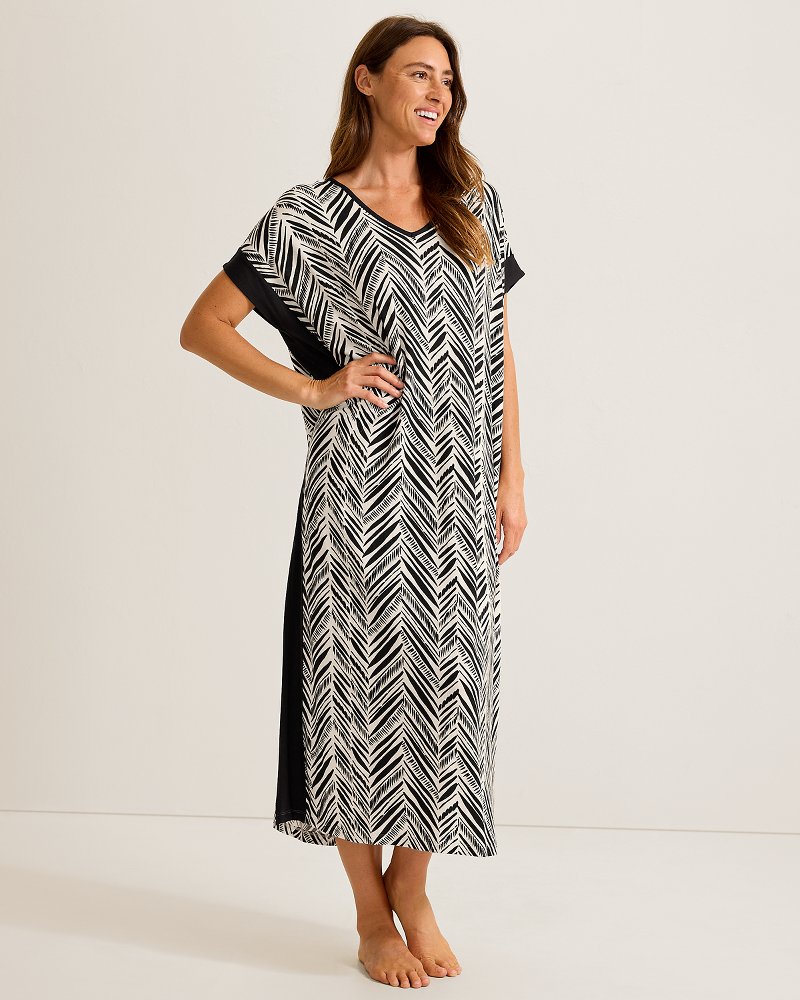 Jersey Short-Sleeve Maxi Sleep Caftan