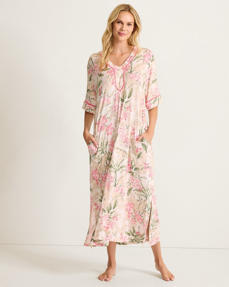 Jersey Short-Sleeve Maxi Caftan