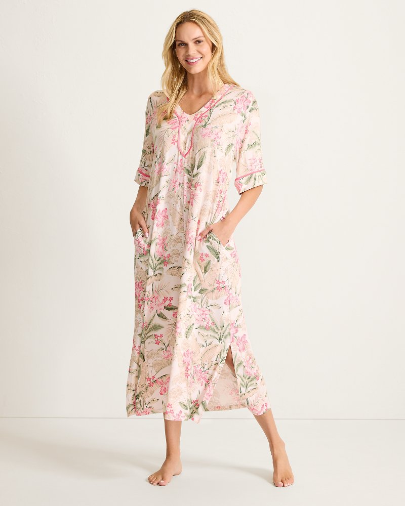 Jersey Short-Sleeve Maxi Caftan