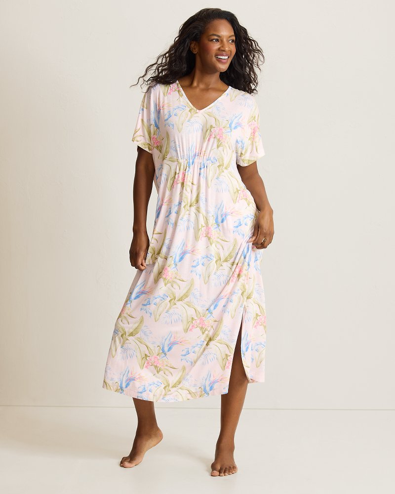 Jersey Short-Sleeve Maxi Caftan