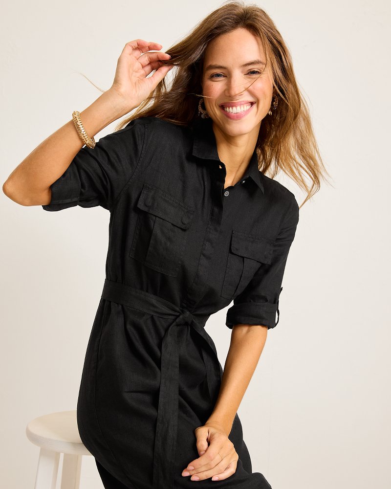 Two Palms Patch-Pocket Linen Dress