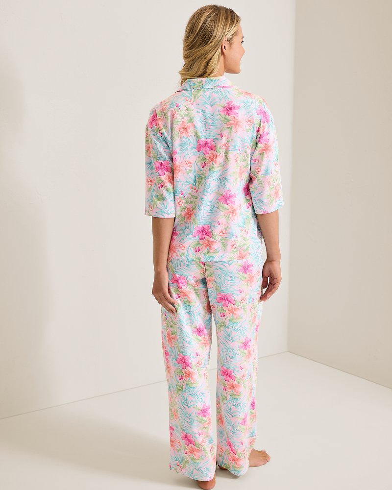 Thumbnail for Woven Sateen 3/4-Sleeve Top & Pants Pajama Set
