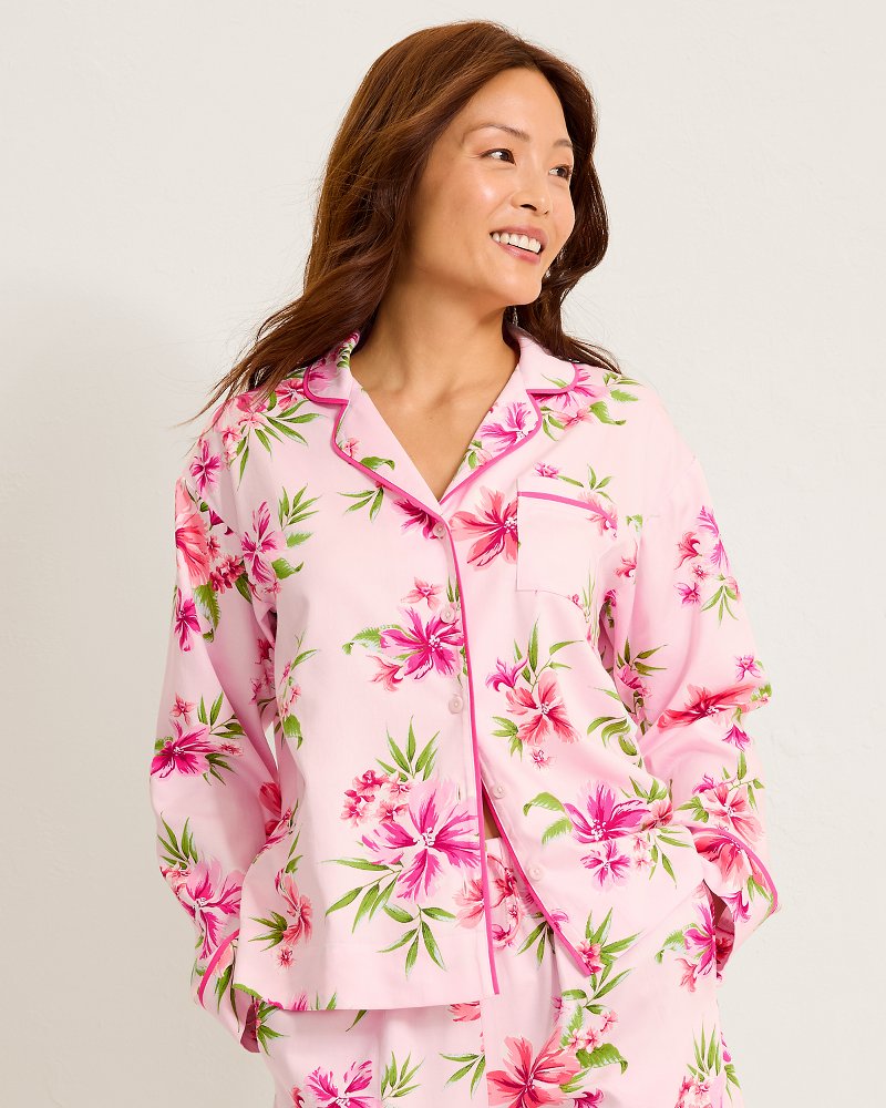 Woven Sateen Long-Sleeve Top & Pants Pajama Set thumbnail 4
