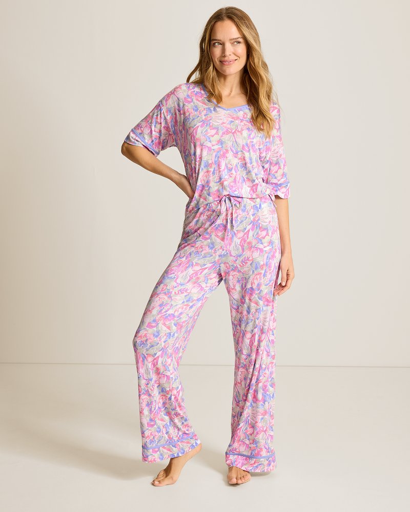 Jersey 3/4-Sleeve Top & Pants Pajama Set