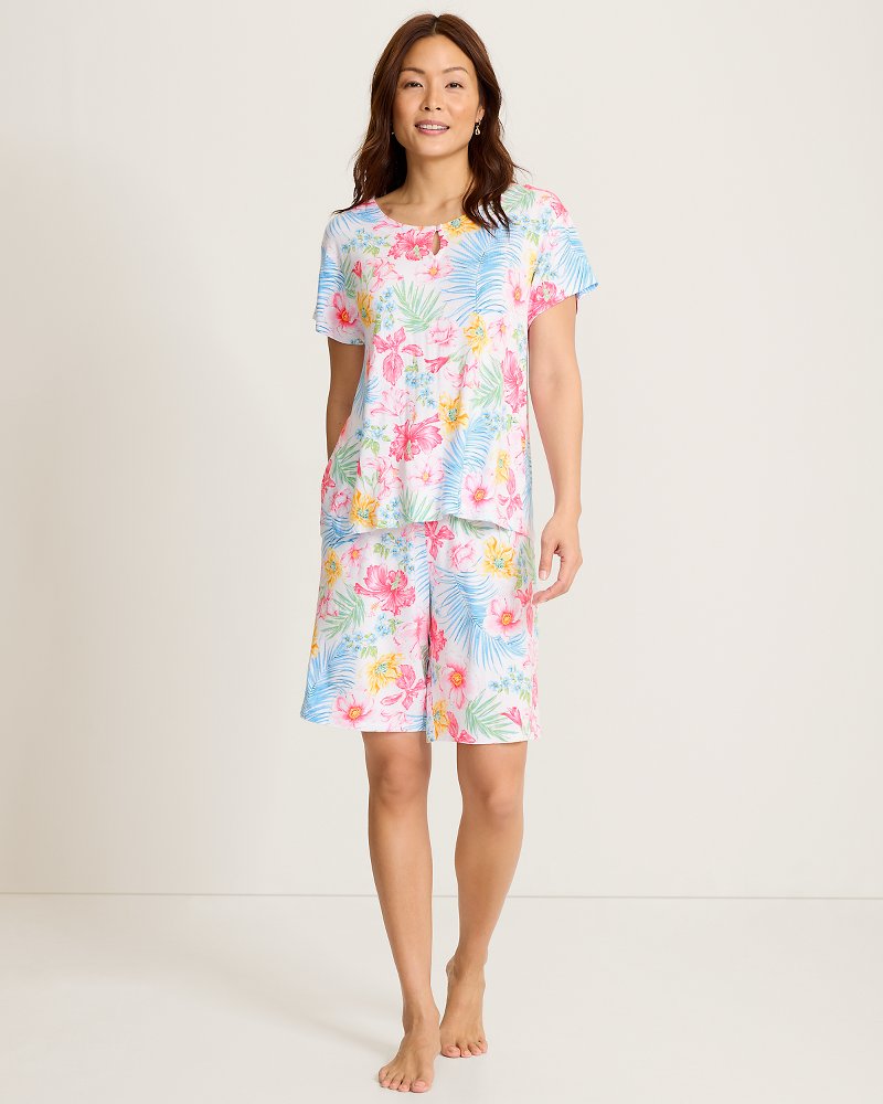 Jersey Short-Sleeve Top & Bermuda Shorts Pajama Set