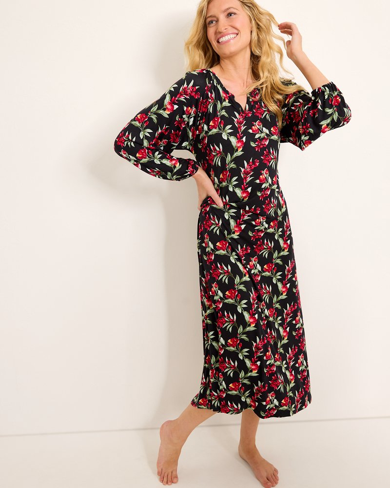 Jersey Long-Sleeve Maxi Sleep Dress