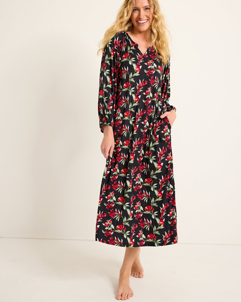 Jersey Long-Sleeve Maxi Sleep Dress