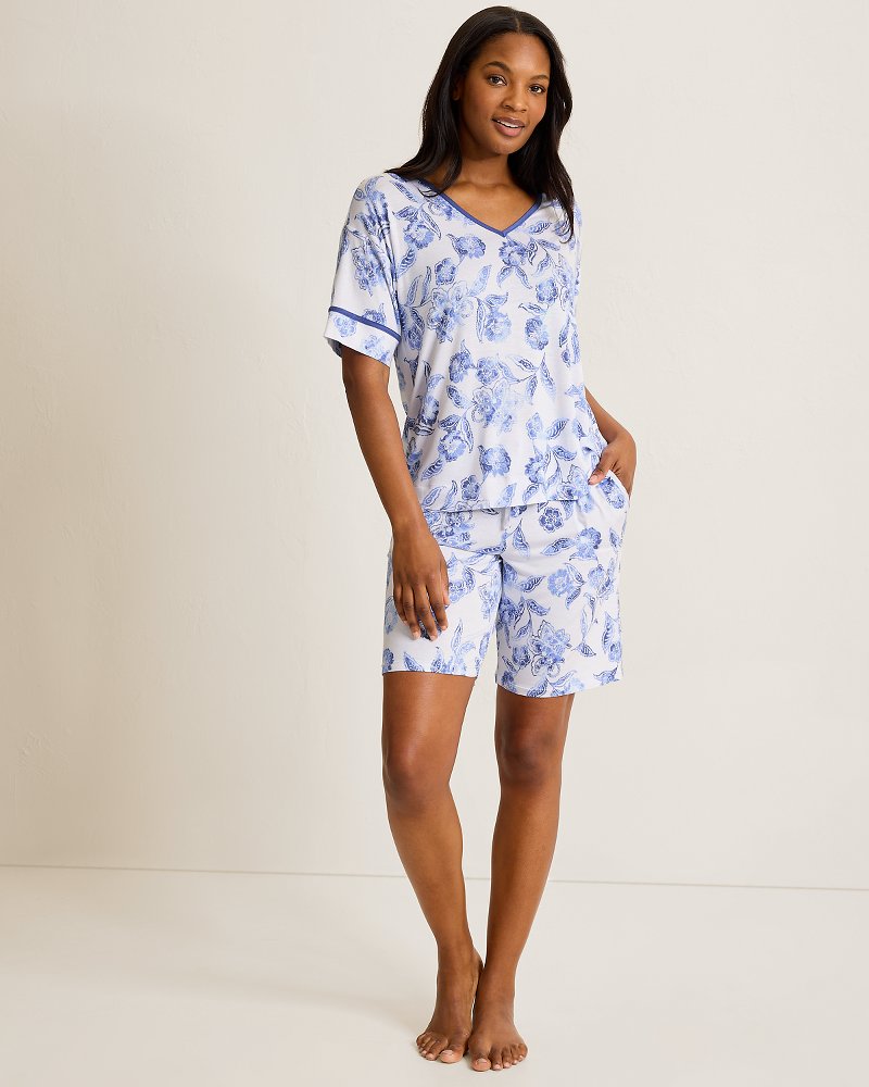Jersey Short-Sleeve Top & Bermunda Shorts Pajama Set