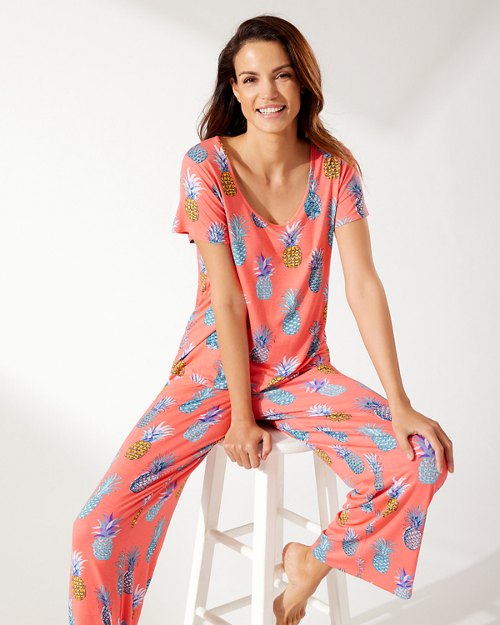 Short-Sleeve Shirt and Crop Pants Pajama Set