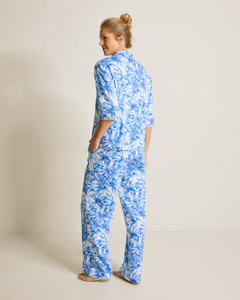 Thumbnail for Woven Sateen 3/4-Sleeve Top & Pants Pajama Set