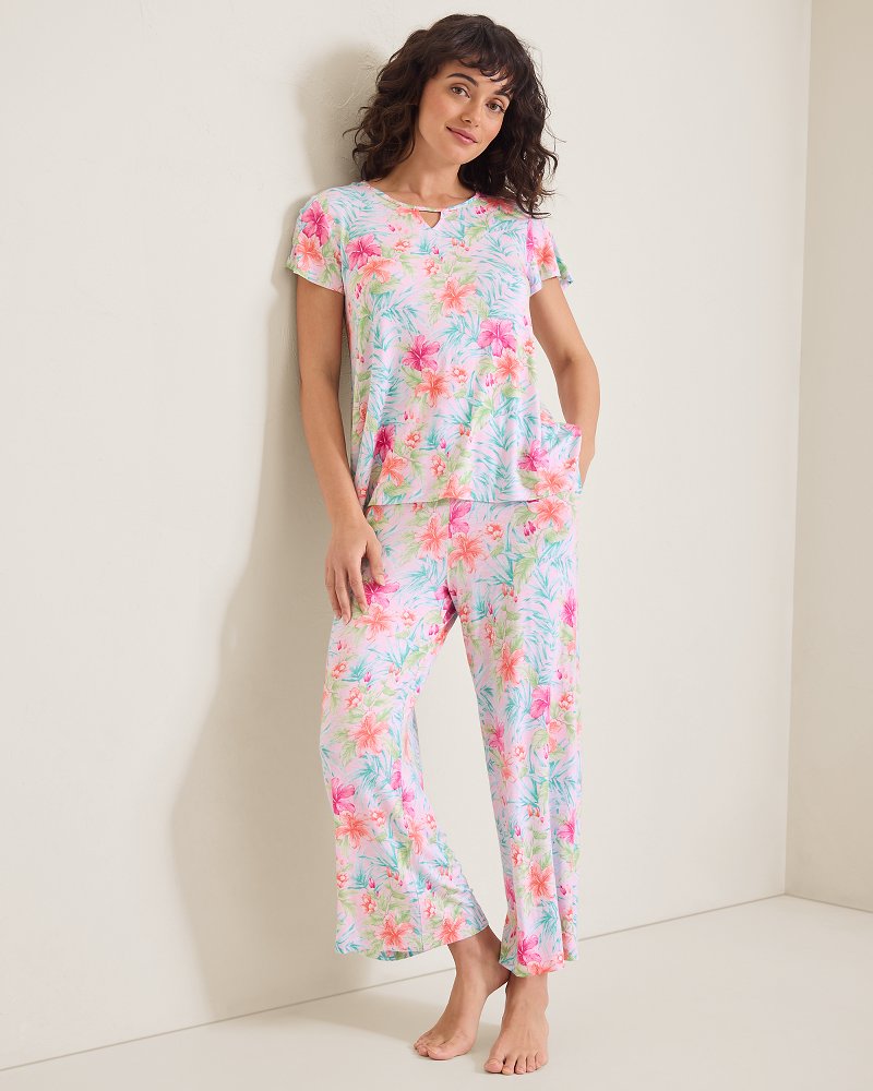 Thumbnail for Jersey Short-Sleeve Top & Cropped Pants Pajama Set