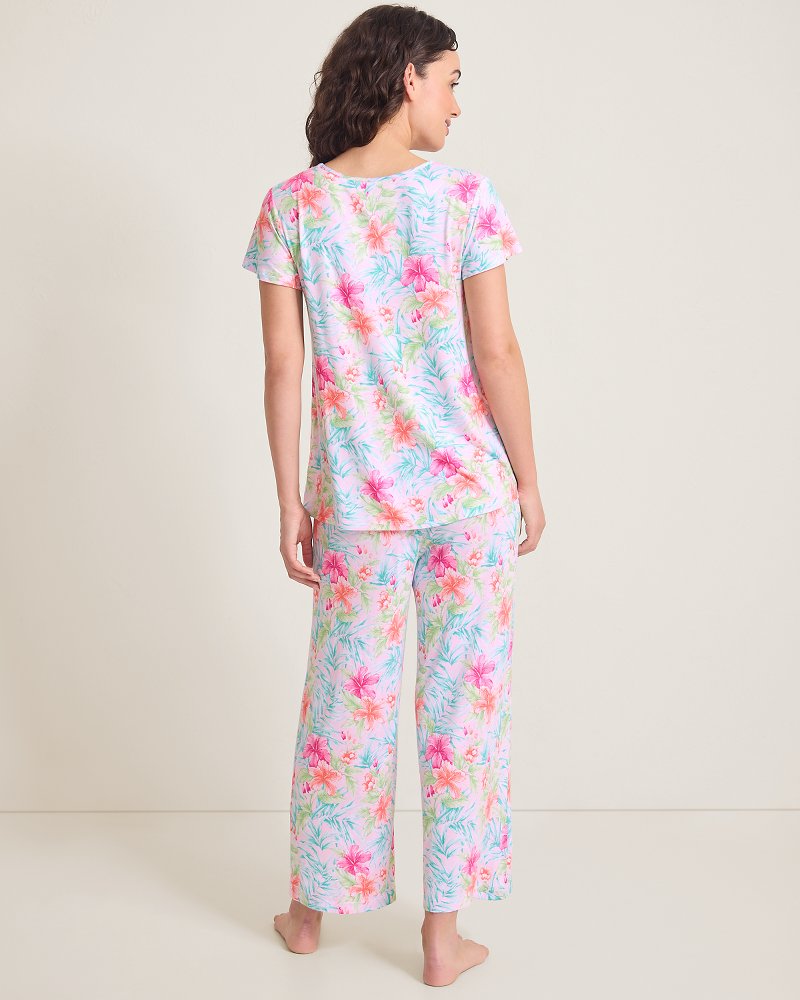 Thumbnail for Jersey Short-Sleeve Top & Cropped Pants Pajama Set
