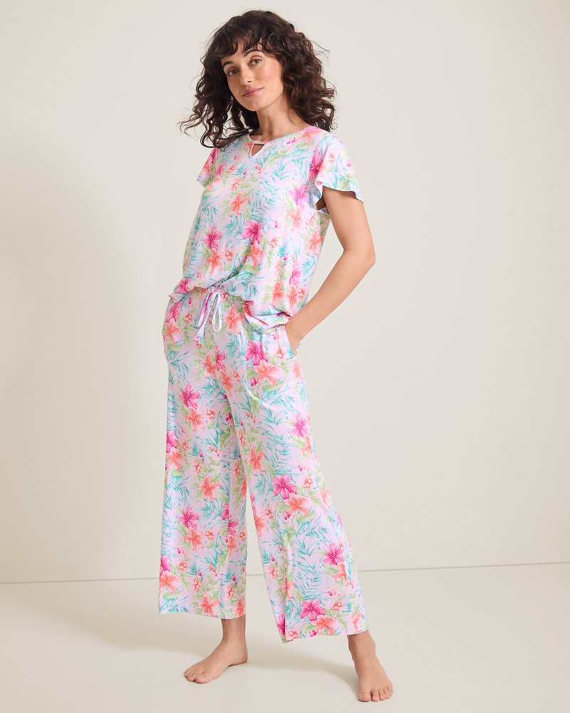Thumbnail for Jersey Short-Sleeve Top & Cropped Pants Pajama Set