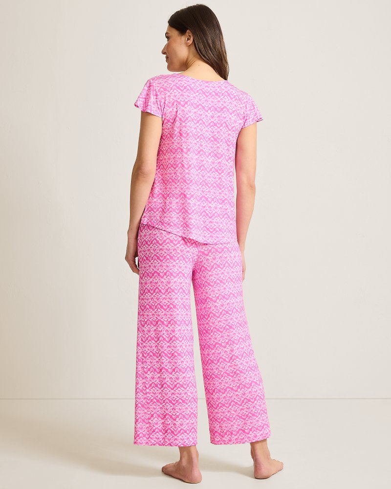 Thumbnail for Jersey Short-Sleeve Top & Cropped Pants Pajama Set