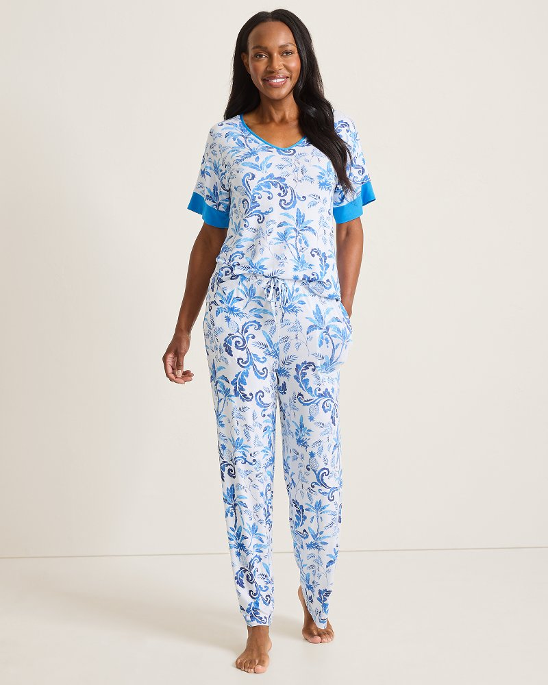 Jersey Short-Sleeve Top & Pants Pajama Set