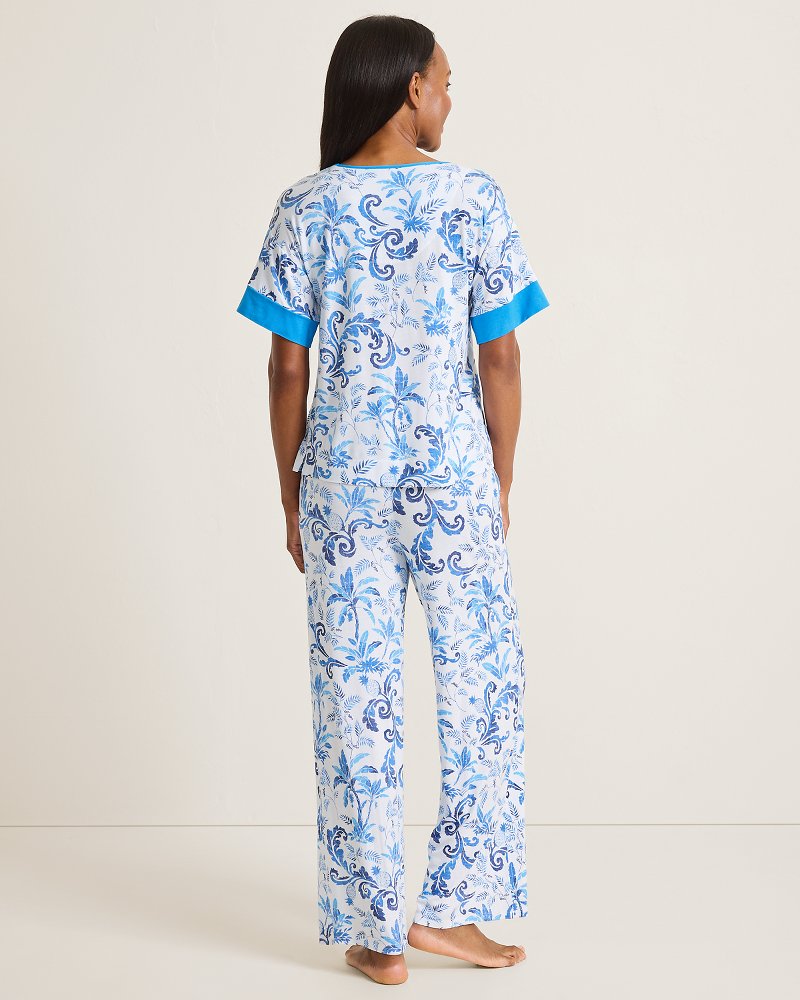 Thumbnail for Jersey Short-Sleeve Top & Pants Pajama Set