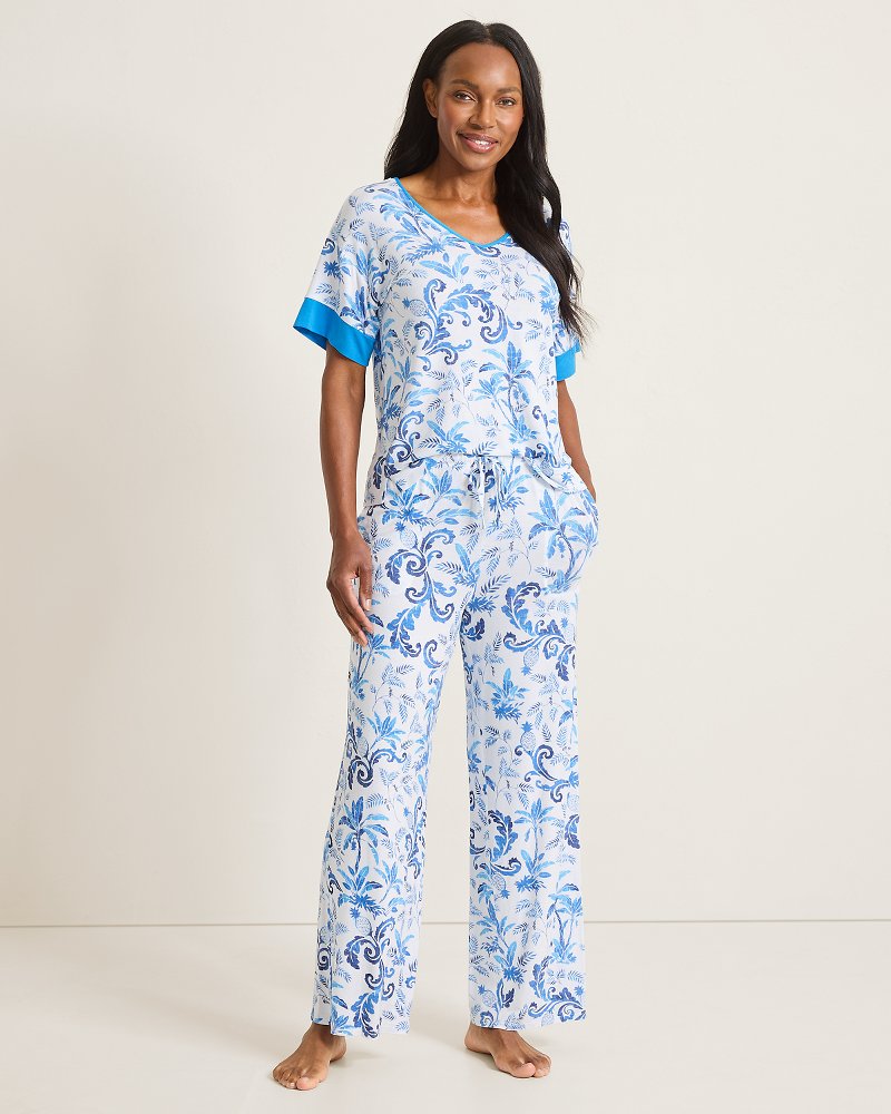 Jersey Short-Sleeve Top & Pants Pajama Set