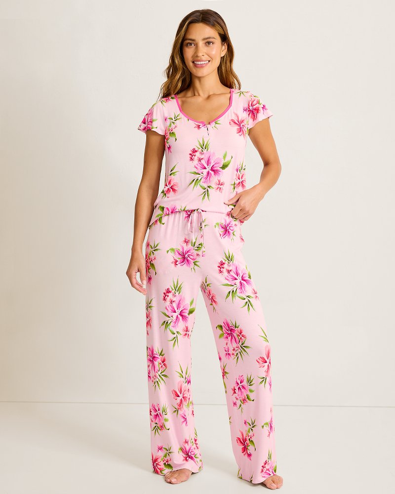 Jersey Short-Sleeve Top & Pants Pajama Set