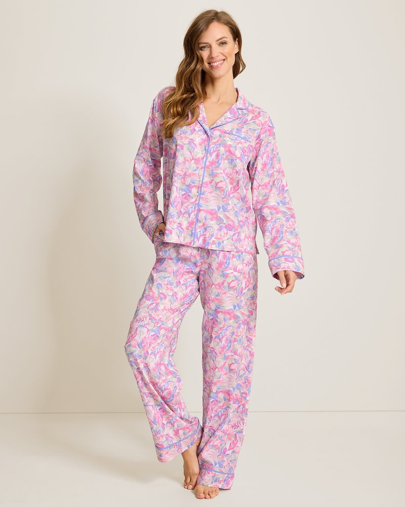 Woven Long-Sleeve Top & Pants Pajama Set
