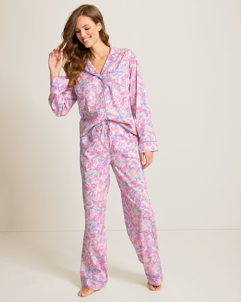 Woven Long-Sleeve Top & Pants Pajama Set