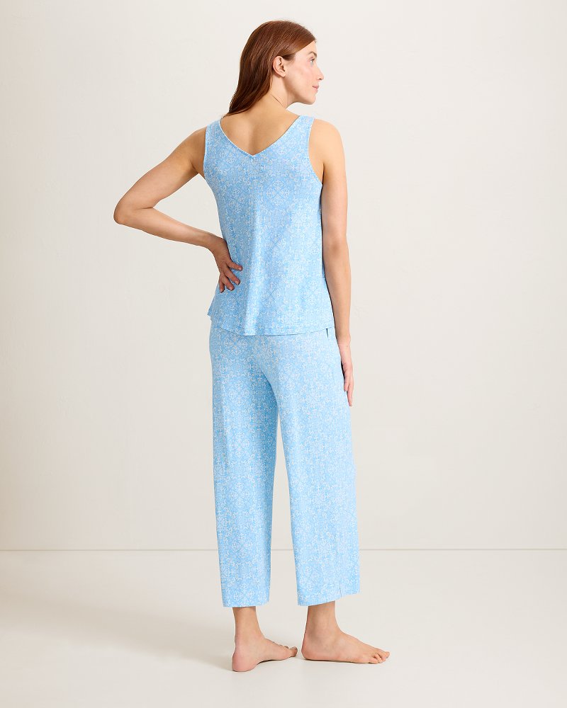 Jersey V-Neck Tank Top & Cropped Pants Pajama Set thumbnail 3