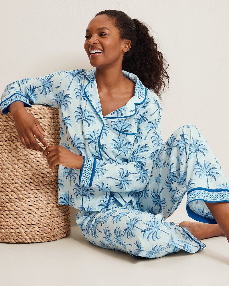 Lawn Long-Sleeve Top & Pants Pajama Set