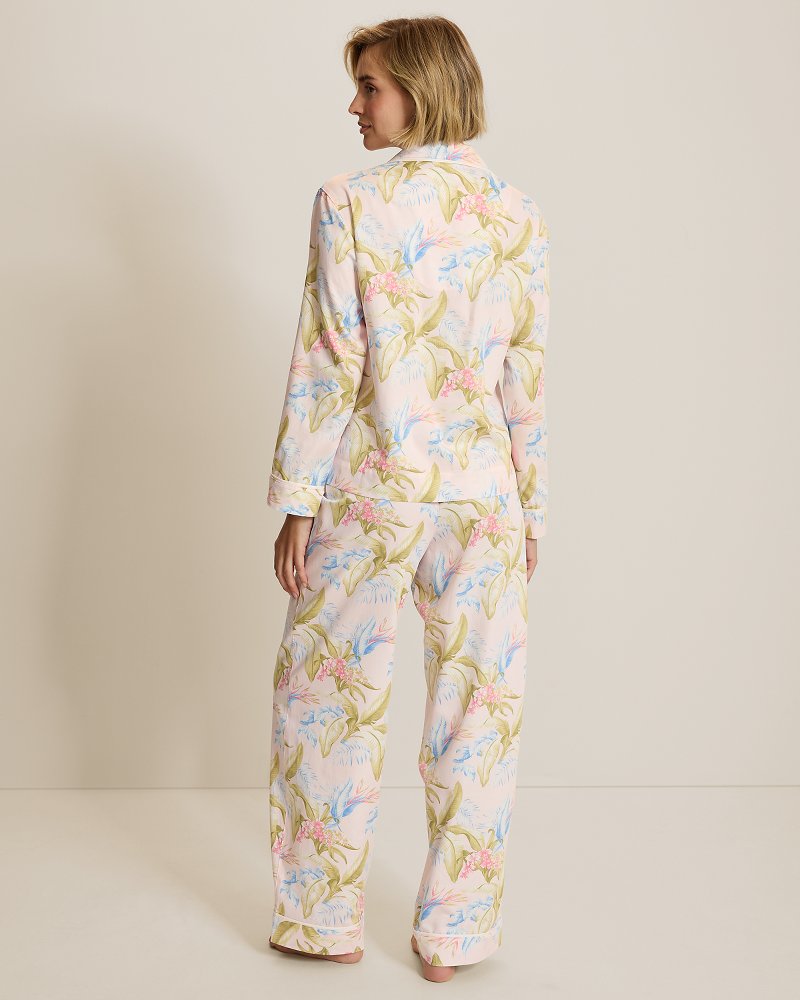 Woven Notch Collar Top & Pants Pajama Set thumbnail 3
