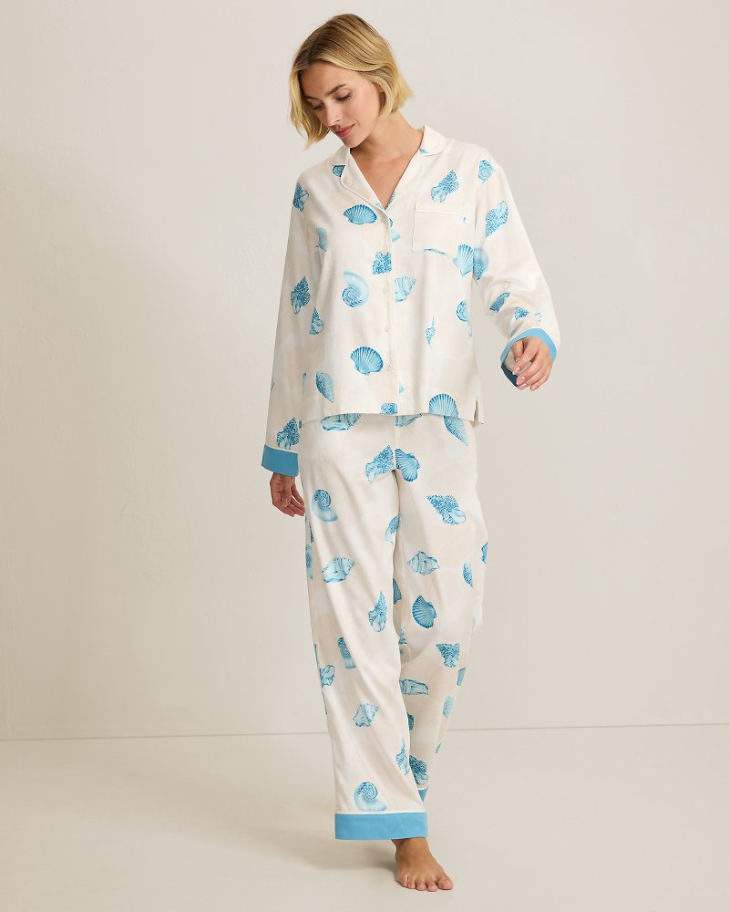 Woven Sateen Long-Sleeve Top & Pants Pajama Set