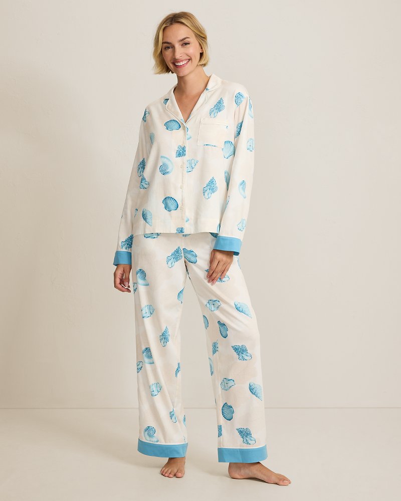 Woven Sateen Long-Sleeve Top & Pants Pajama Set