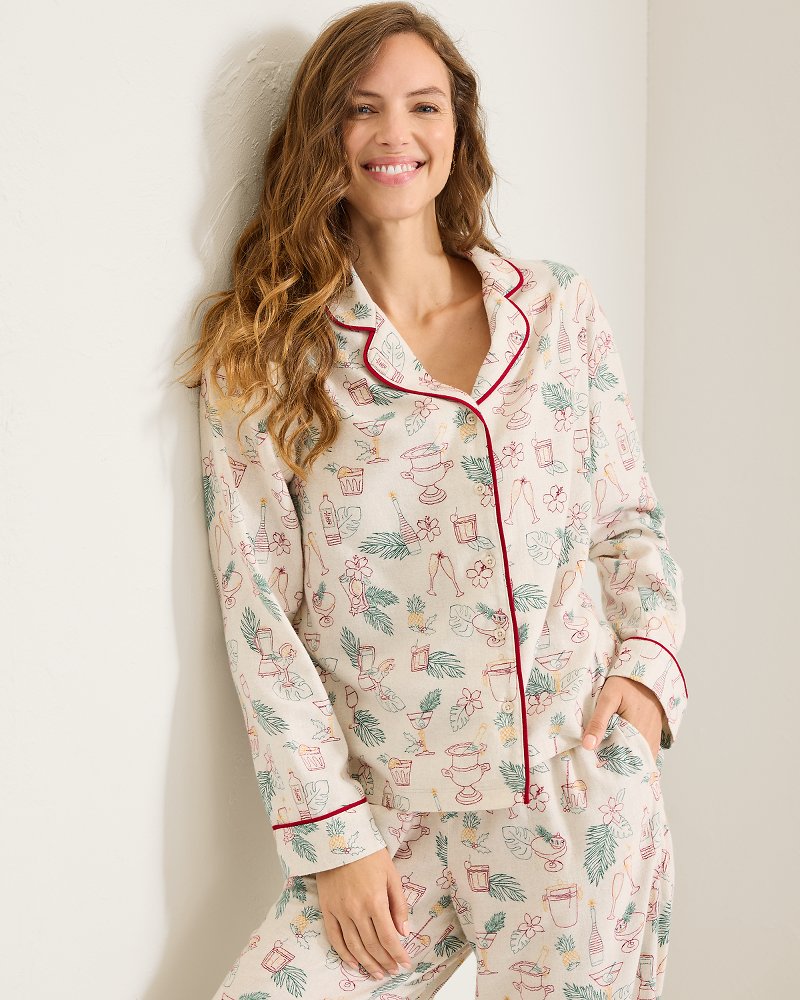 Women's Holiday Drinks Matching Flannel Pajama Set