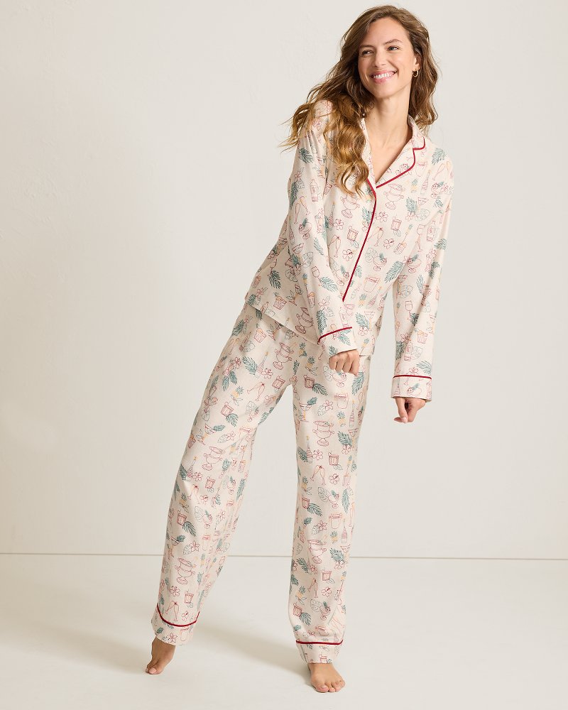 Women's Holiday Drinks Matching Flannel Pajama Set