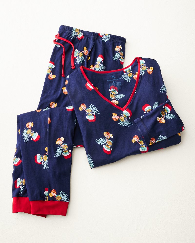 Women's Pineapple Santa Matching Pajama Set