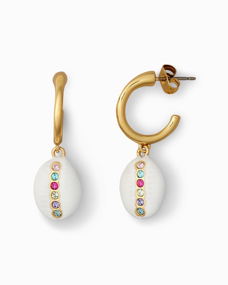Cowrie Hoop Earrings With Swarovski® Crystals