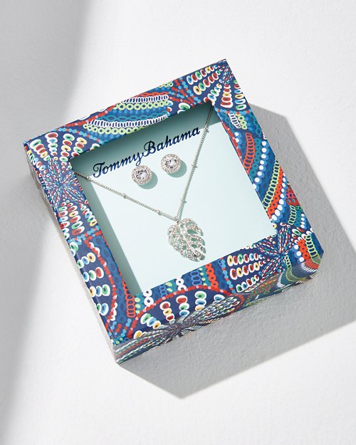 Monstera Necklace & Earring Gift Set