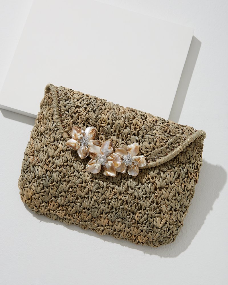 Islamora Lux Crocheted Raffia Clutch