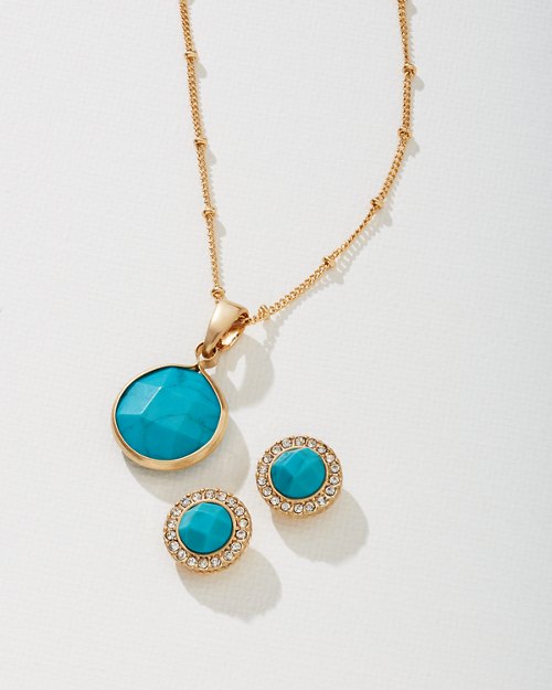 Turquoise Necklace & Earrings Gift Set