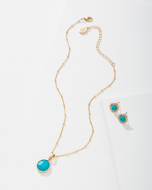 Turquoise Necklace & Earrings Gift Set