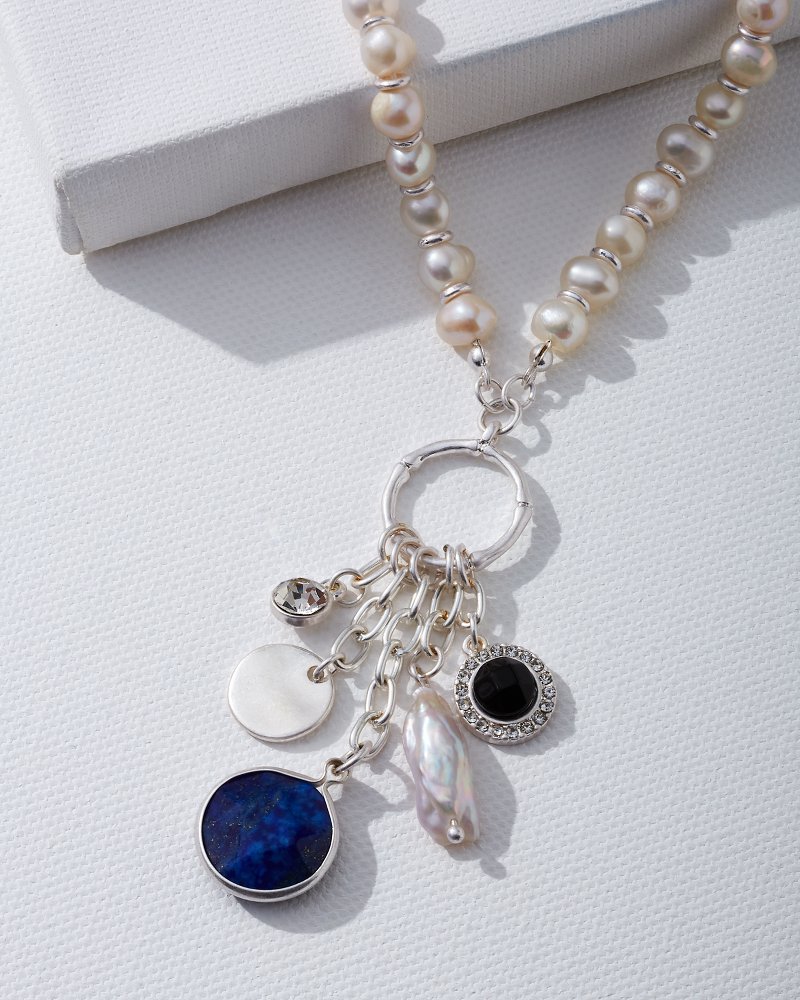 Multi Charm Pearl Necklace