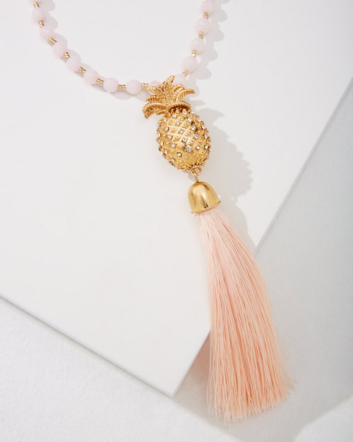 Coral Dreams Beaded Pineapple Necklace with Tassel